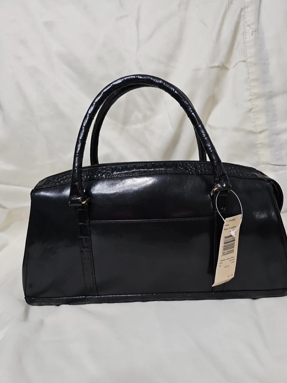 Brahmin Elena Black Hamilton Leather Satchel Bag Gold Hardware NWT